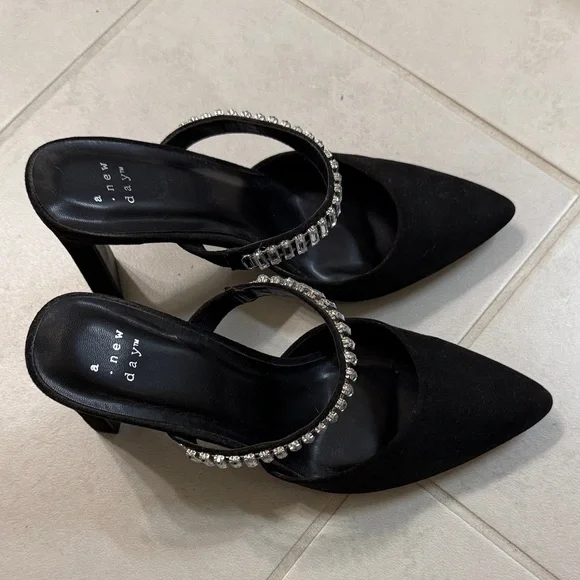 NWOT A New Day Black Heels with Sparkling Strap - Picture 4 of 7